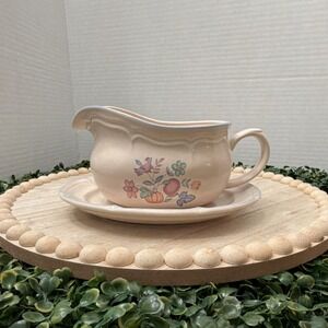 International Chine Stoneware Gravy Boat Set Welcome Home Pattern